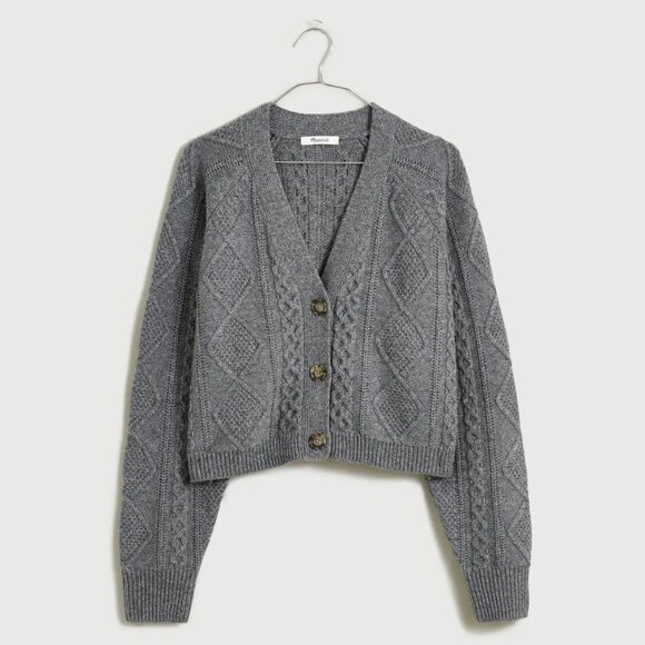 Cable-Knit Cropped Cardigan - Picture 1 of 7